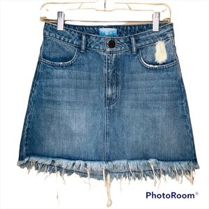 Me Your MuMu Atlanta A-Line Denim Skirt Size 26 High Rise Destroyed
